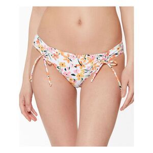 JESSICA SIMPSON Women's White Stretch Ruched  Tie Hipster Swimsuit Bottom XL